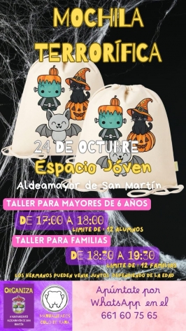 Taller "Mochila terrorífica" en Aldeamayor de San Martín
