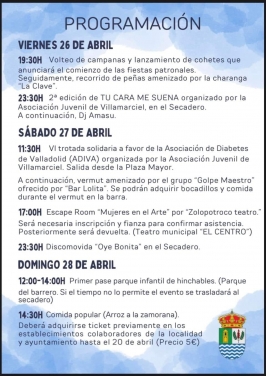 Programa 1 Fiestas en Honor a San Felipe y Santiago. Villamarciel (Valladolid).