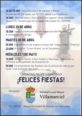 Programa 2 Fiestas en Honor a San Felipe y Santiago. Villamarciel (Valladolid).