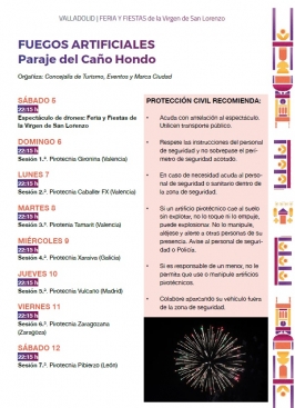 Fuegos Artificiales. Feria y Fiestas de la Virgen de San Lorenzo 2026. Valladolid.