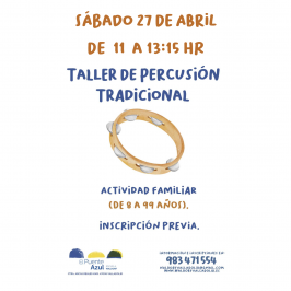 Taller de percusión tradicional en el Puente Azul