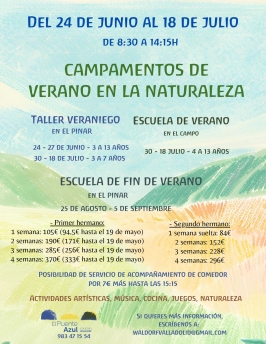 Campamentos de Verano en la Naturaleza en "El Puente Azul"