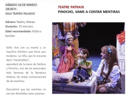 Teatre Patraix presenta “Pinocho, vamos a contar mentiras”