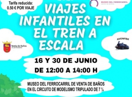 Viajes infantiles en el tren a escala en Venta de Baños